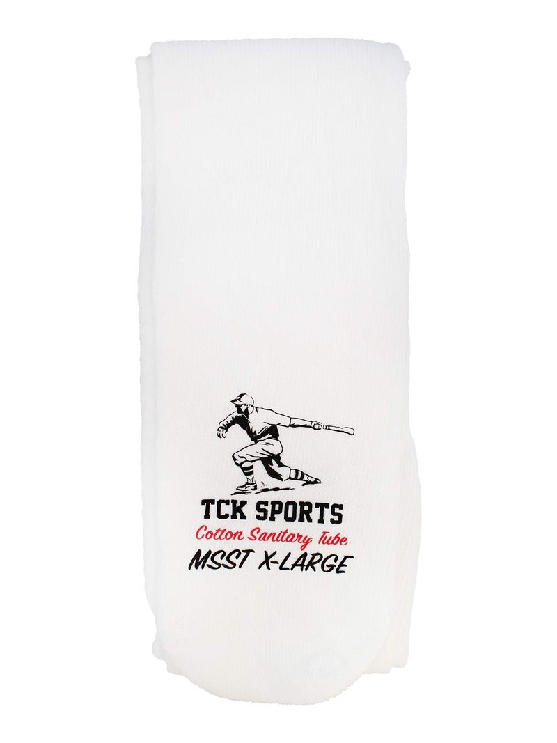 TCK Flat Knit Sanitary Liner Baseball Socks (Large, White) - Image 3